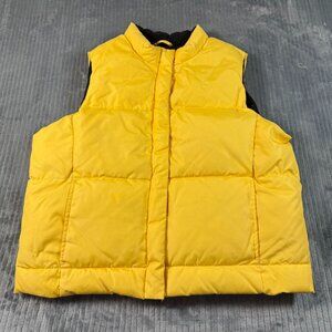 Vintage 90s GAP Down Puffer Vest Fleece Lined Yellow Womens Large Y2K Outdoor